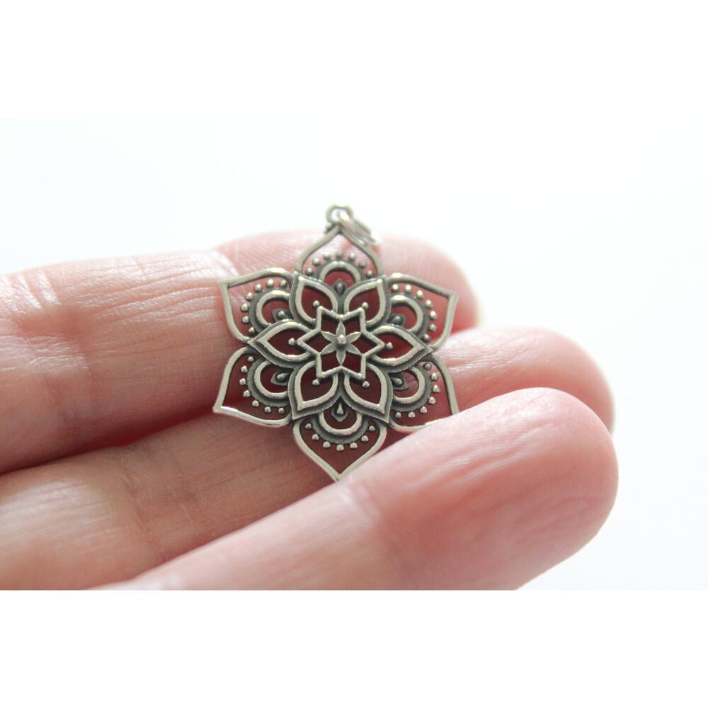 Sterling Silver Openwork Lotus Pendant, Silver Openwork Lotus Pendant View 3